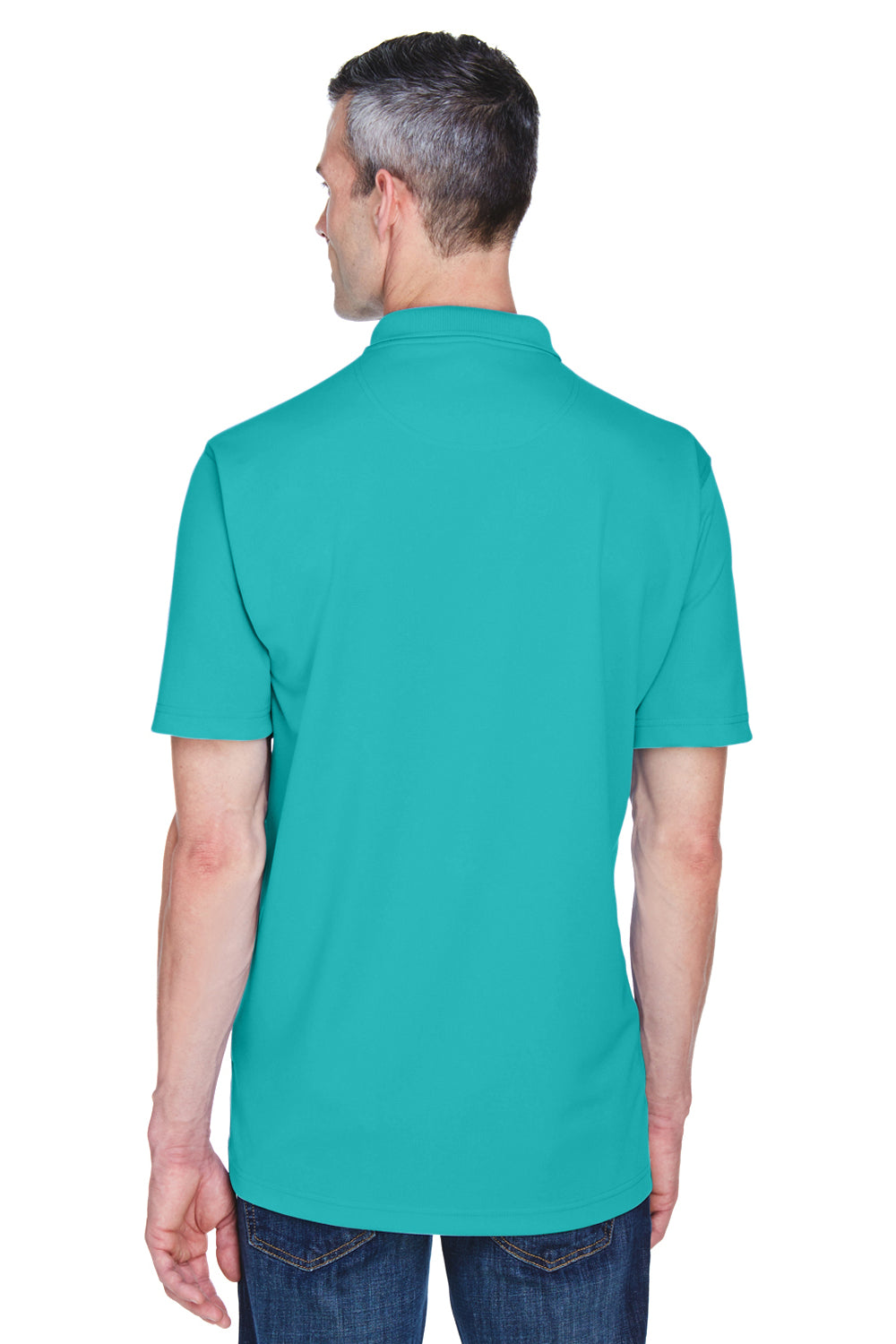 UltraClub 8445 Mens Cool & Dry Performance Moisture Wicking Short Sleeve Polo Shirt Jade Green Model Back