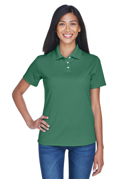 UltraClub 8445L Womens Cool & Dry Performance Moisture Wicking Short Sleeve Polo Shirt Forest Green Model Front