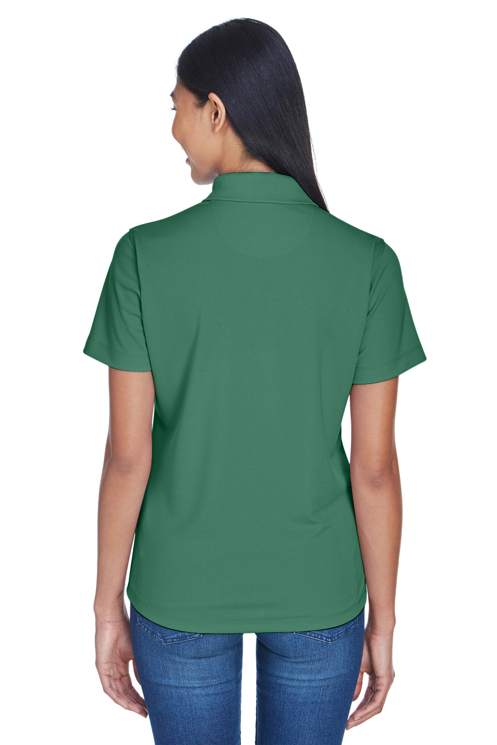 UltraClub 8445L Womens Cool & Dry Performance Moisture Wicking Short Sleeve Polo Shirt Forest Green Model Back