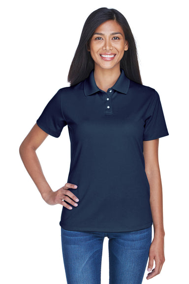 UltraClub 8445L Womens Cool & Dry Performance Moisture Wicking Short Sleeve Polo Shirt Navy Blue Model Front