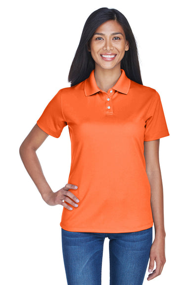 UltraClub 8445L Womens Cool & Dry Performance Moisture Wicking Short Sleeve Polo Shirt Orange Model Front