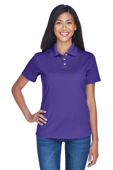 UltraClub 8445L Womens Cool & Dry Performance Moisture Wicking Short Sleeve Polo Shirt Purple Model Front