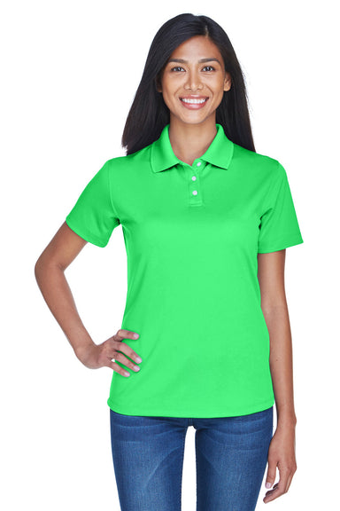 UltraClub 8445L Womens Cool & Dry Performance Moisture Wicking Short Sleeve Polo Shirt Cool Green Model Front