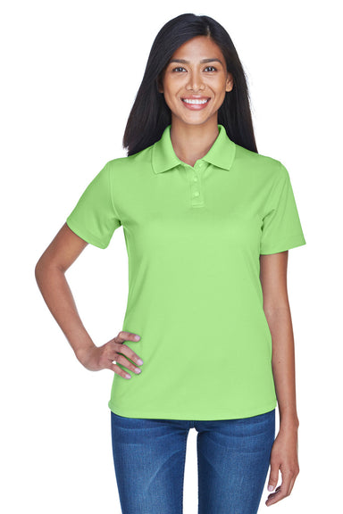 UltraClub 8445L Womens Cool & Dry Performance Moisture Wicking Short Sleeve Polo Shirt Light Green Model Front