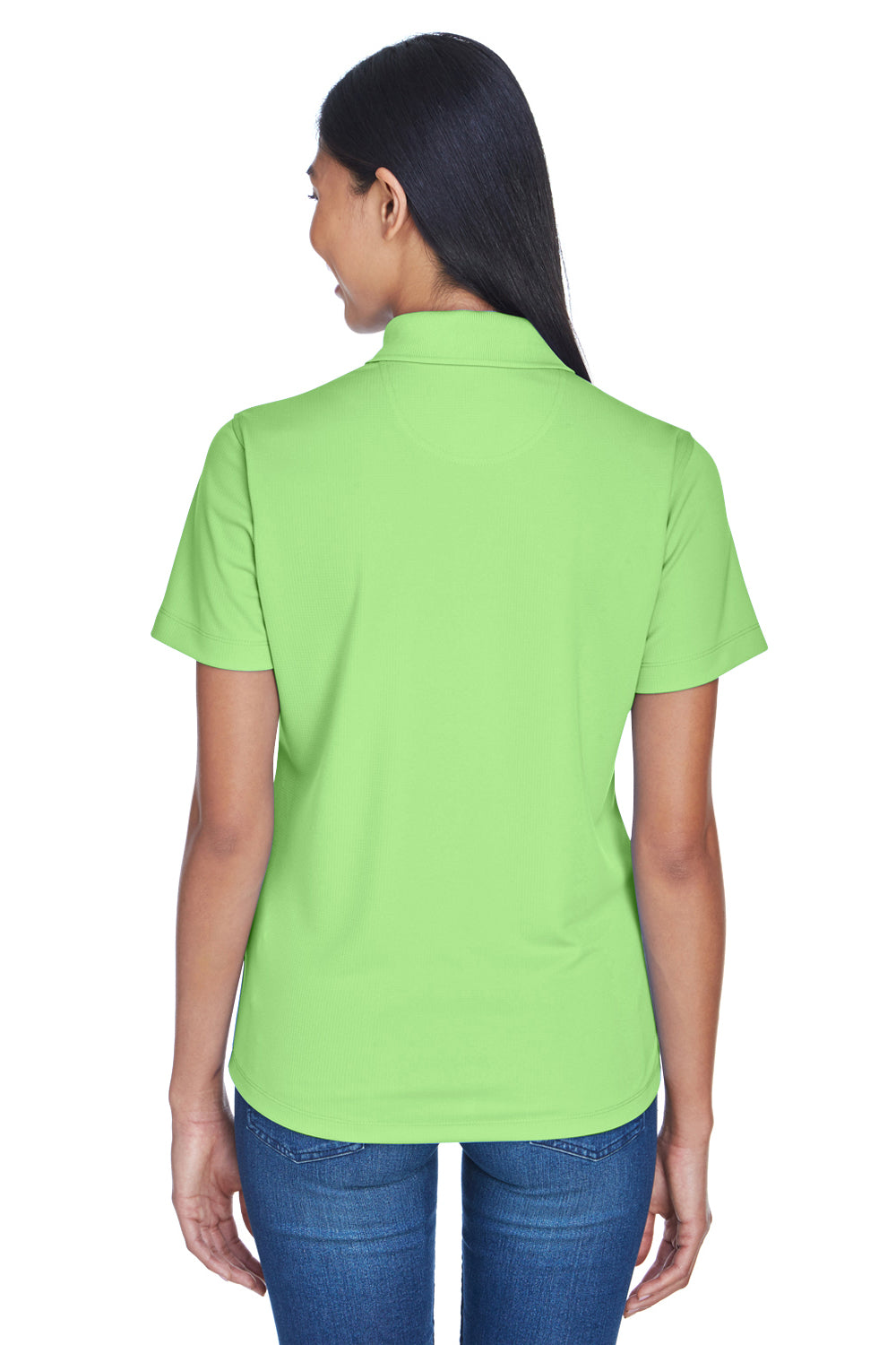 UltraClub 8445L Womens Cool & Dry Performance Moisture Wicking Short Sleeve Polo Shirt Light Green Model Back