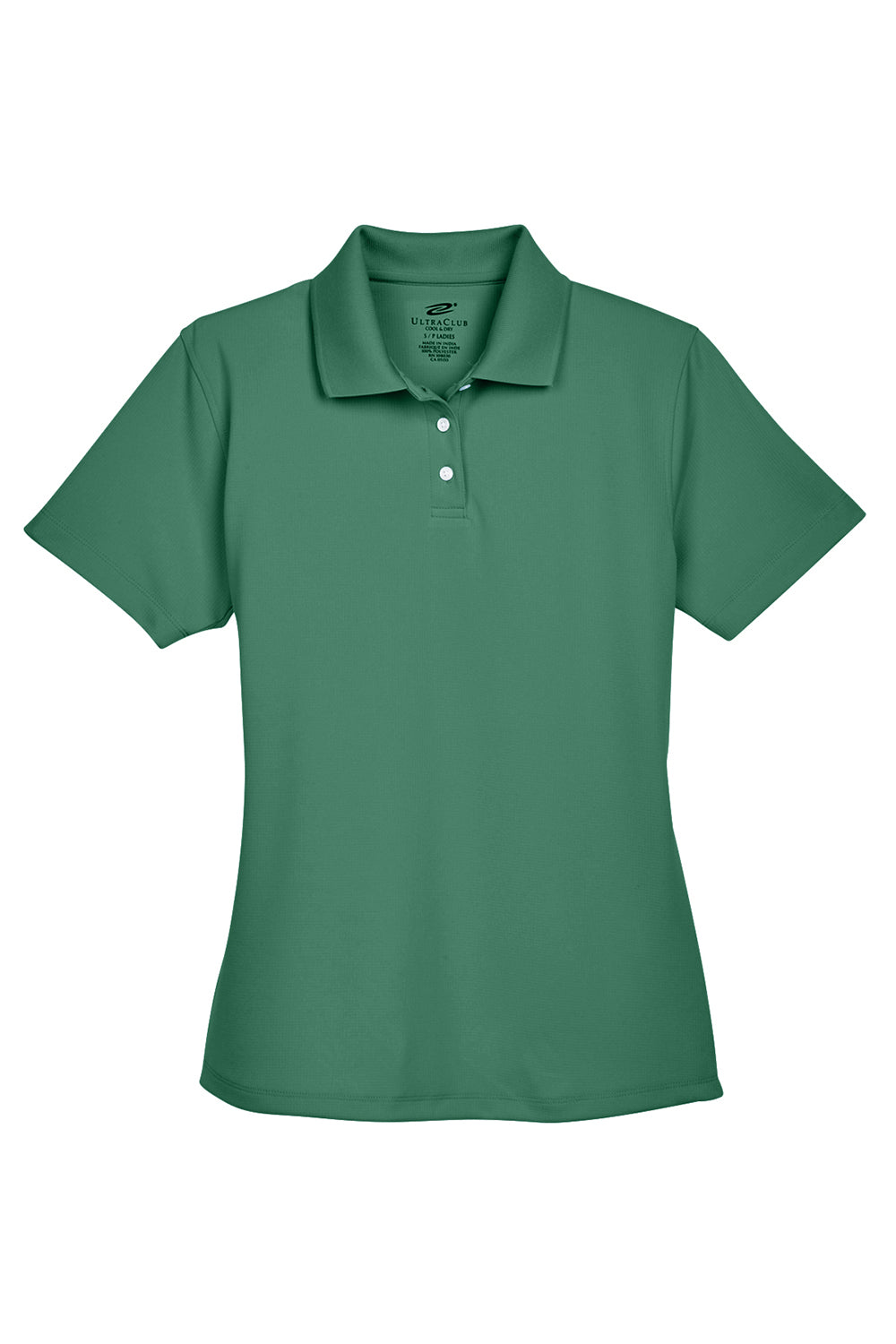 UltraClub 8445L Womens Cool & Dry Performance Moisture Wicking Short Sleeve Polo Shirt Forest Green Flat Front