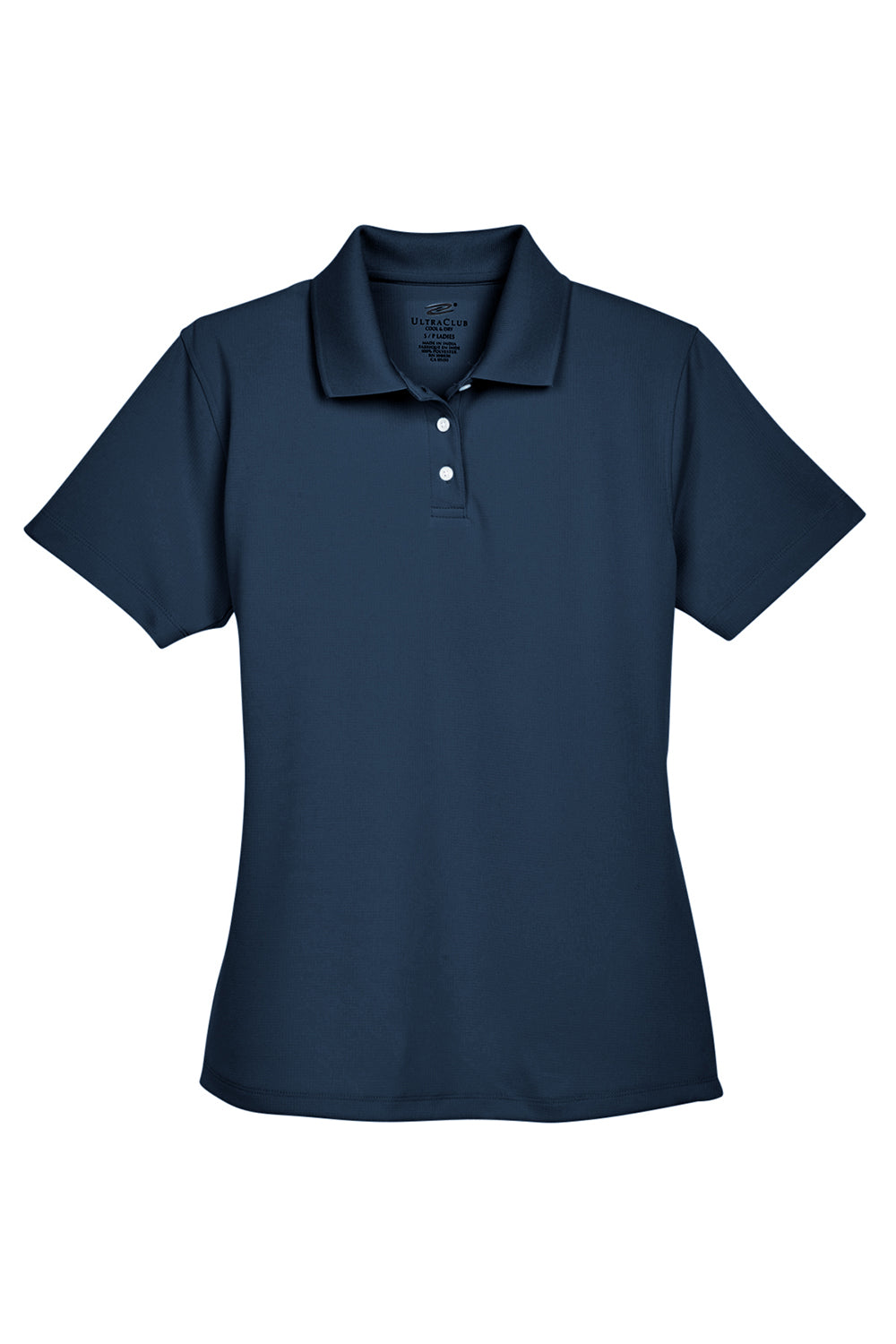 UltraClub 8445L Womens Cool & Dry Performance Moisture Wicking Short Sleeve Polo Shirt Navy Blue Flat Front