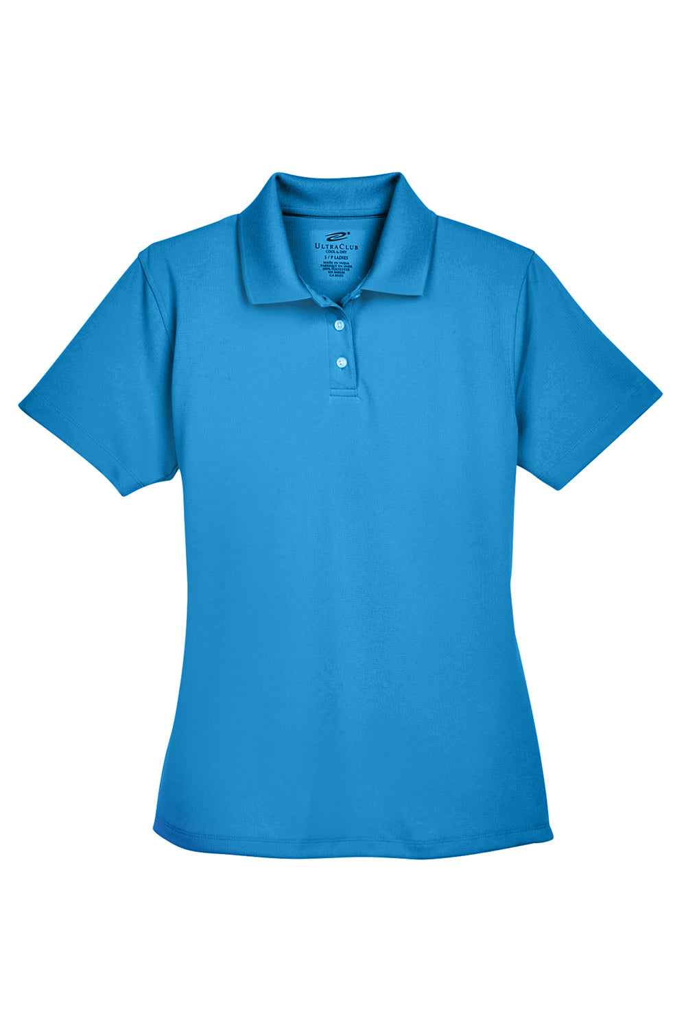 UltraClub 8445L Womens Cool & Dry Performance Moisture Wicking Short Sleeve Polo Shirt Pacific Blue Flat Front