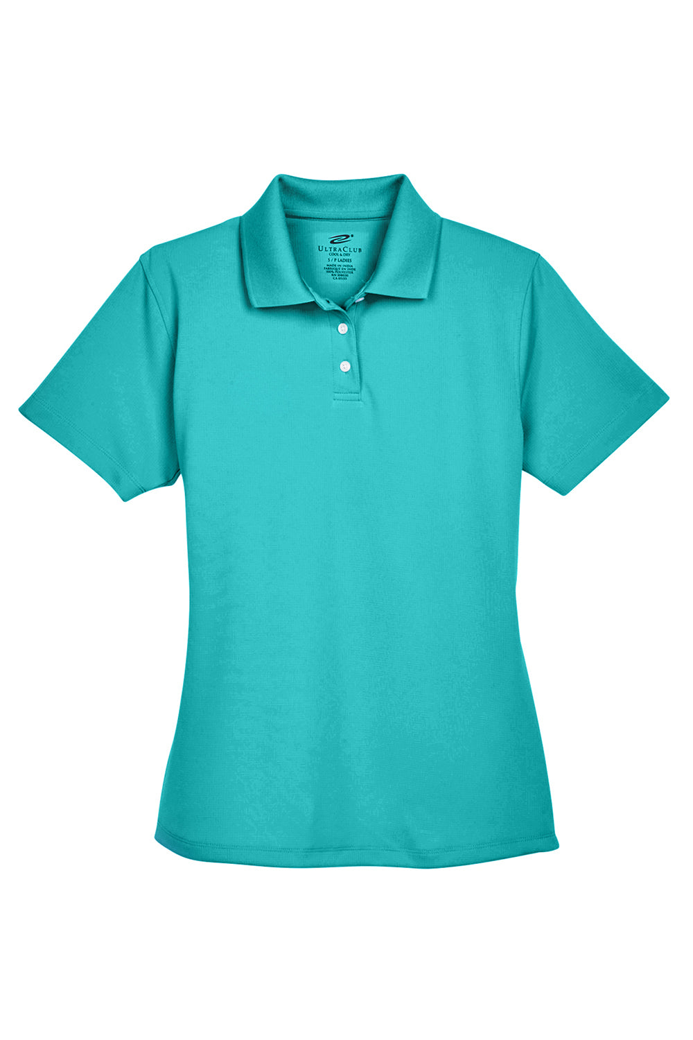 UltraClub 8445L Womens Cool & Dry Performance Moisture Wicking Short Sleeve Polo Shirt Jade Green Flat Front