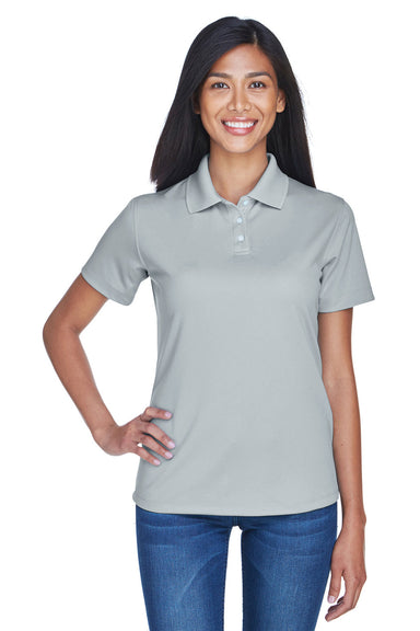 UltraClub 8445L Womens Cool & Dry Performance Moisture Wicking Short Sleeve Polo Shirt Silver Grey Model Front