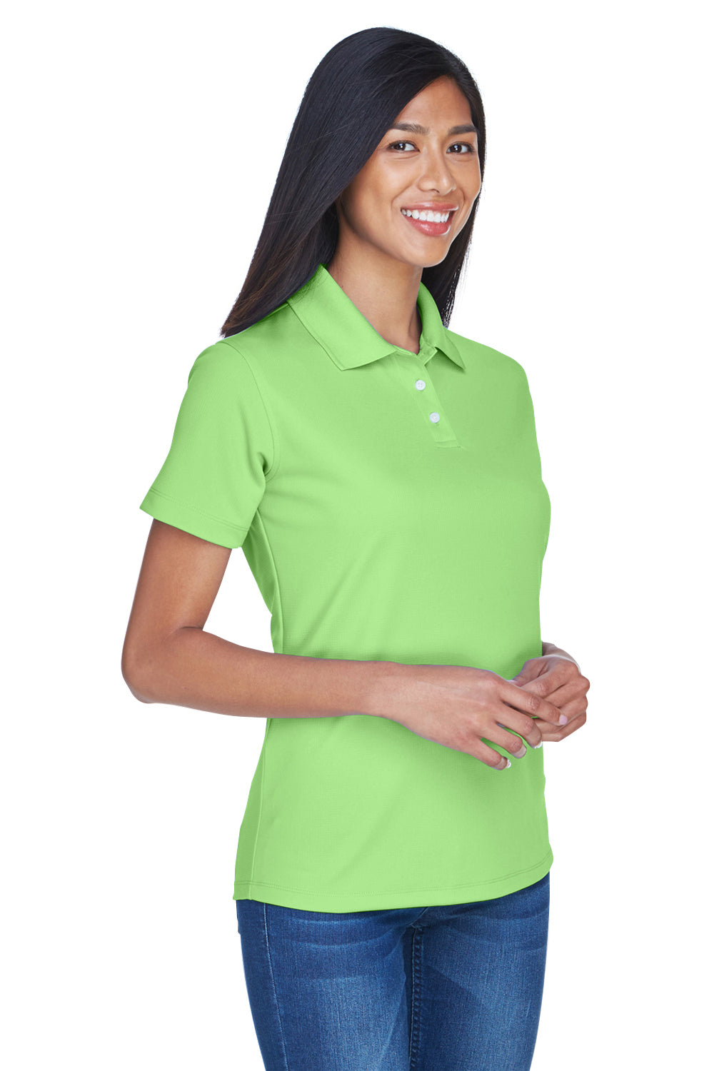 UltraClub 8445L Womens Cool & Dry Performance Moisture Wicking Short Sleeve Polo Shirt Light Green Model 3q