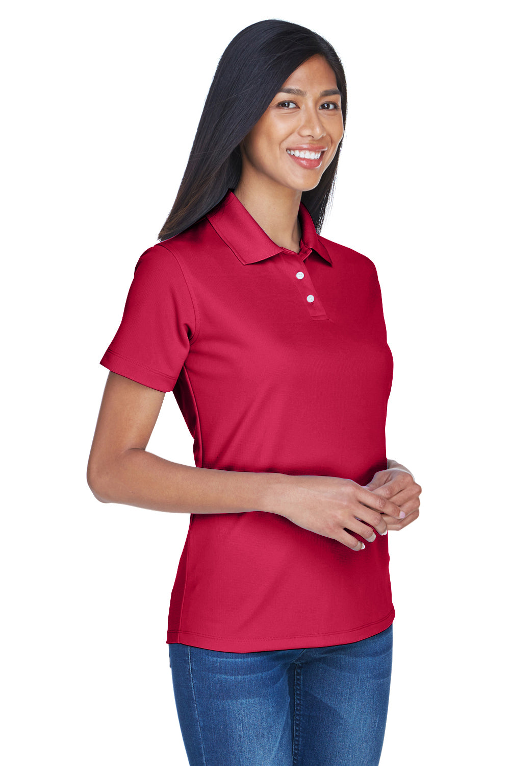 UltraClub 8445L Womens Cool & Dry Performance Moisture Wicking Short Sleeve Polo Shirt Cardinal Red Model 3q