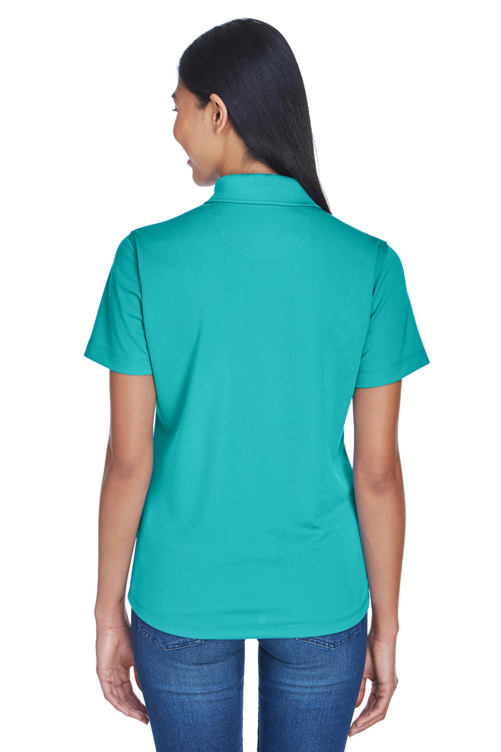 UltraClub 8445L Womens Cool & Dry Performance Moisture Wicking Short Sleeve Polo Shirt Jade Green Model Back