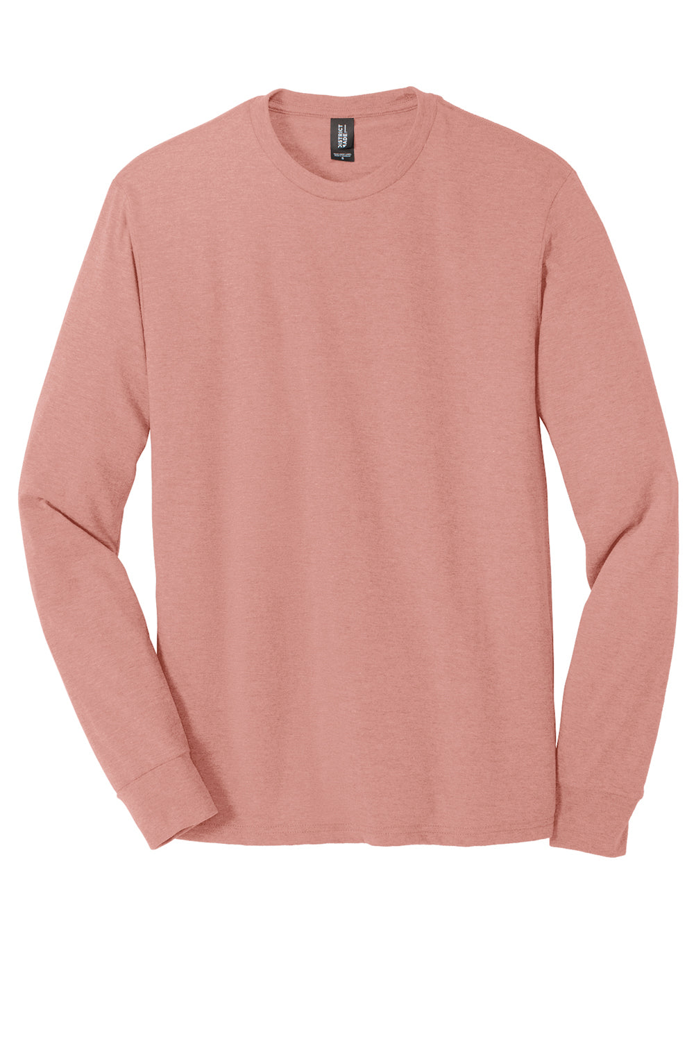 District DM132 Mens Perfect Tri Long Sleeve Crewneck T-Shirt Blush Pink Frost Flat Front