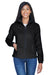 UltraClub 8481 Womens Iceberg Pill Resistant Fleece Full Zip Jacket Black Model Front