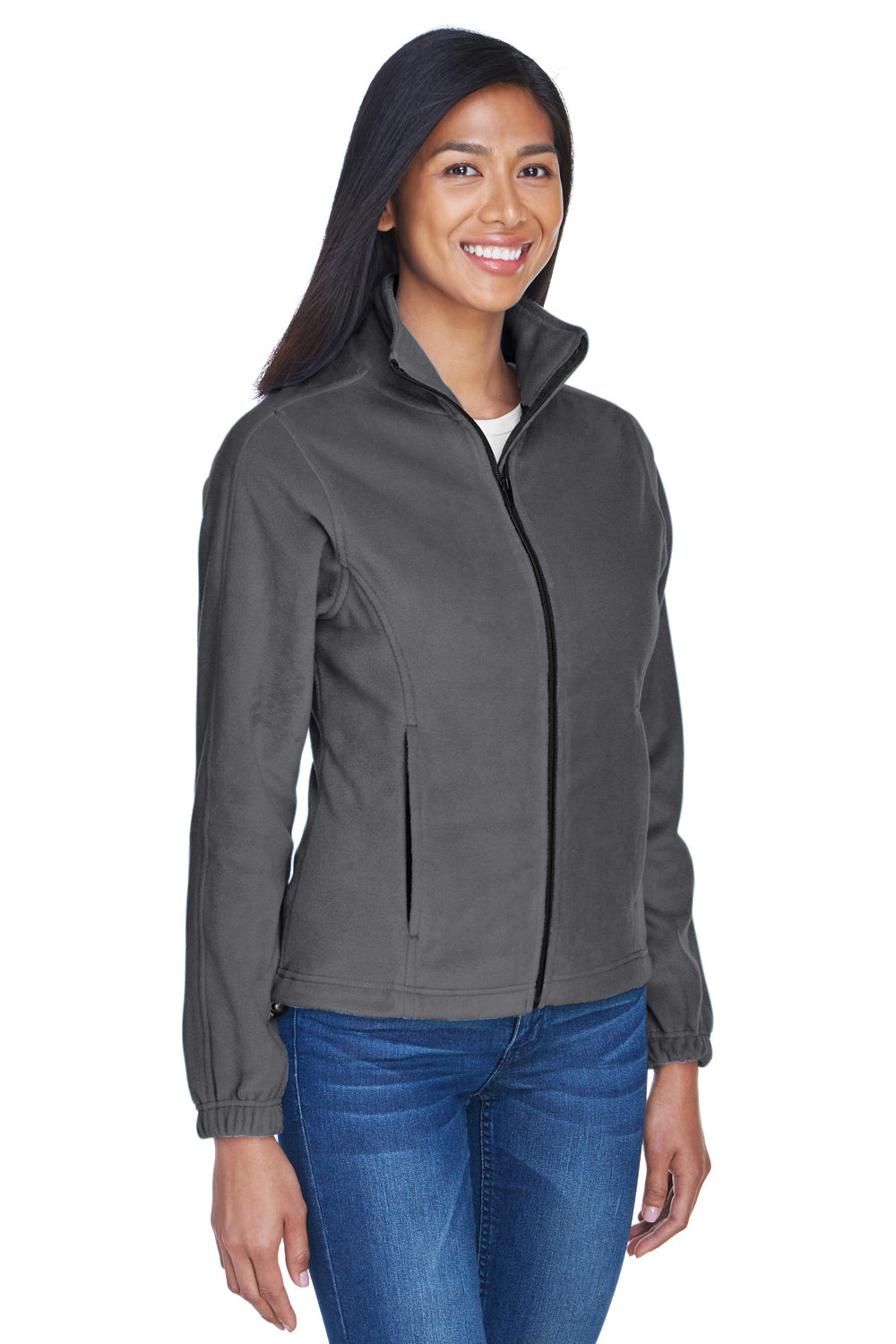 UltraClub 8481 Womens Iceberg Pill Resistant Fleece Full Zip Jacket Charcoal Grey Model 3q