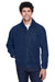 UltraClub 8485 Mens Iceberg Pill Resistant Fleece Full Zip Jacket Navy Blue Model Front