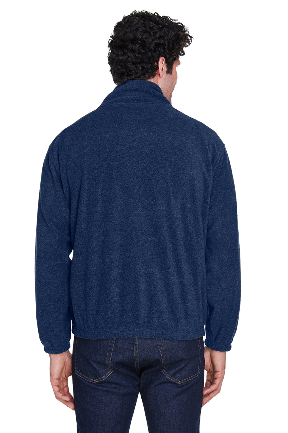 UltraClub 8485 Mens Iceberg Pill Resistant Fleece Full Zip Jacket Navy Blue Model Back