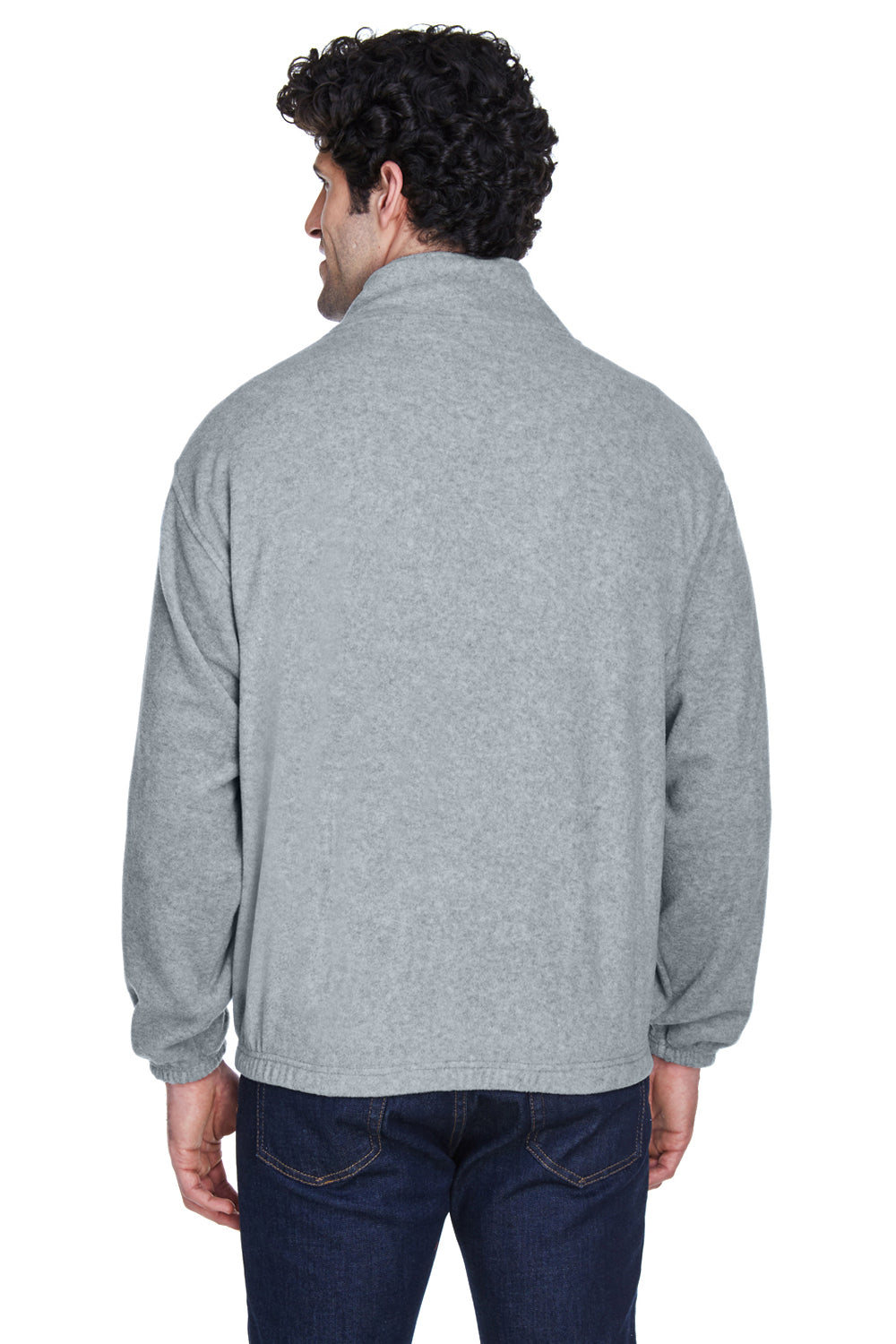 UltraClub 8485 Mens Iceberg Pill Resistant Fleece Full Zip Jacket Heather Grey Model Back