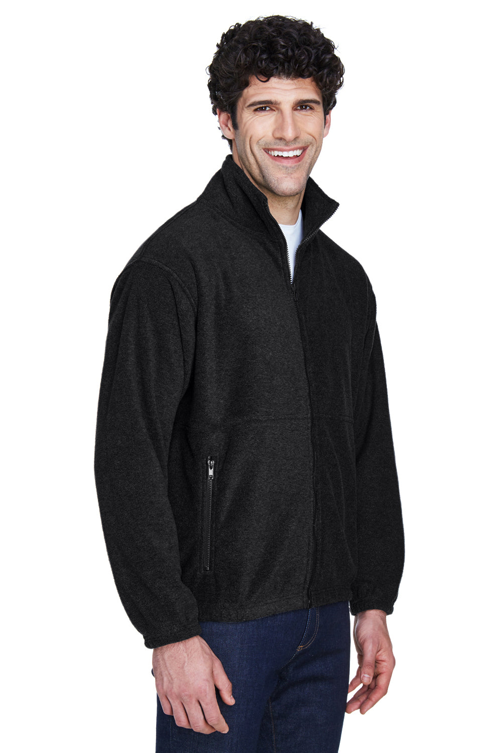 UltraClub 8485 Mens Iceberg Pill Resistant Fleece Full Zip Jacket Black Model 3q