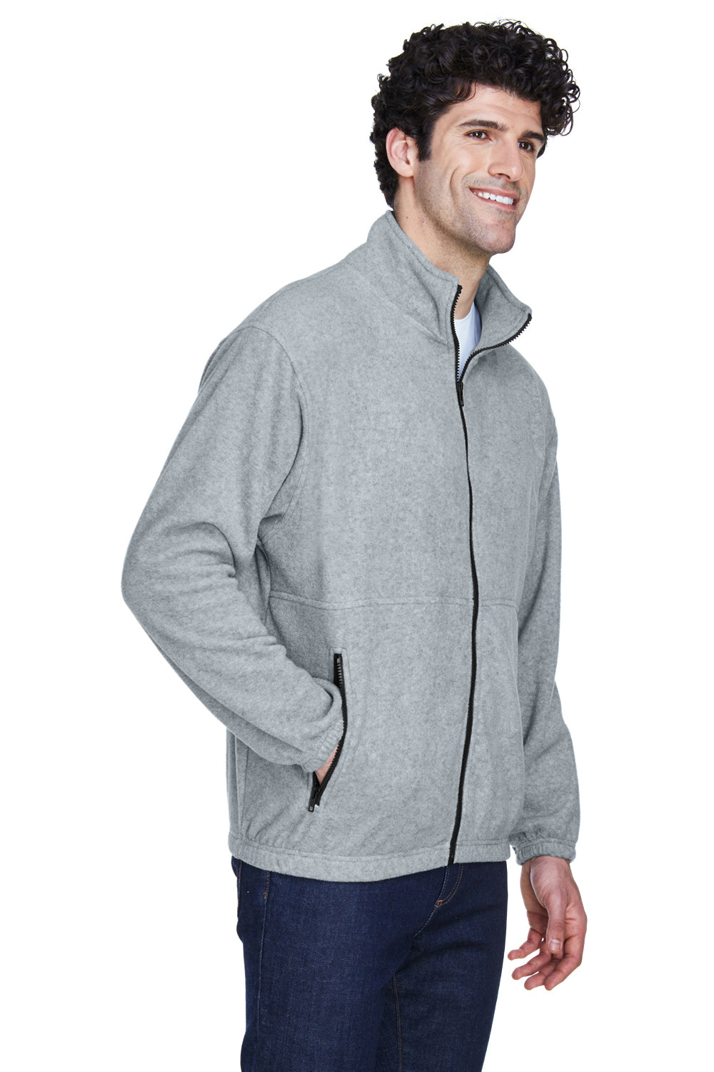 UltraClub 8485 Mens Iceberg Pill Resistant Fleece Full Zip Jacket Heather Grey Model 3q