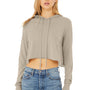 Bella + Canvas Womens Crop Long Sleeve Hooded Sweatshirt Hoodie - Tan - NEW