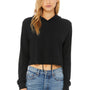 Bella + Canvas Womens Crop Long Sleeve Hooded Sweatshirt Hoodie - Solid Black - NEW