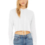 Bella + Canvas Womens Crop Long Sleeve Hooded Sweatshirt Hoodie - Solid White - NEW