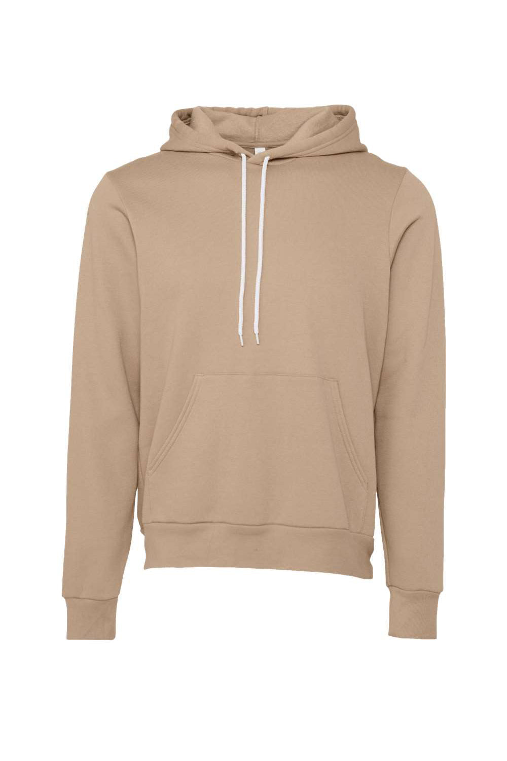 Bella + Canvas BC3719/3719 Mens Sponge Fleece Hooded Sweatshirt Hoodie Tan Flat Front