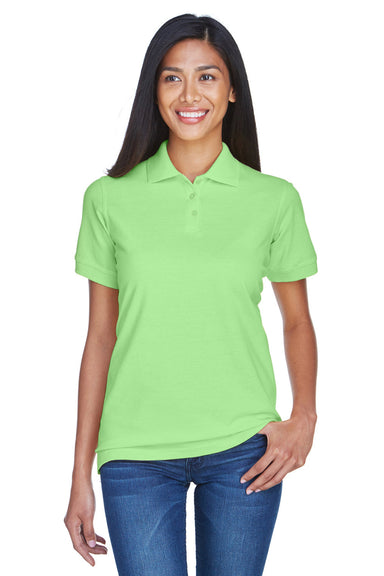 UltraClub 8530 Womens Classic Short Sleeve Polo Shirt Apple Green Model Front