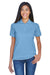 UltraClub 8530 Womens Classic Short Sleeve Polo Shirt Cornflower Blue Model Front