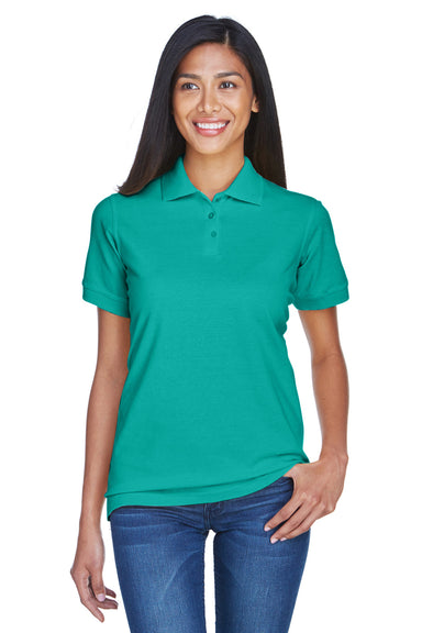 UltraClub 8530 Womens Classic Short Sleeve Polo Shirt Jade Green Model Front