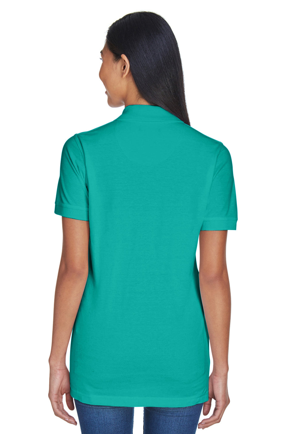 UltraClub 8530 Womens Classic Short Sleeve Polo Shirt Jade Green Model Back