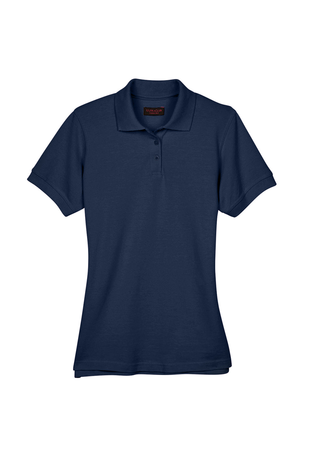 UltraClub 8530 Womens Classic Short Sleeve Polo Shirt Navy Blue Flat Front