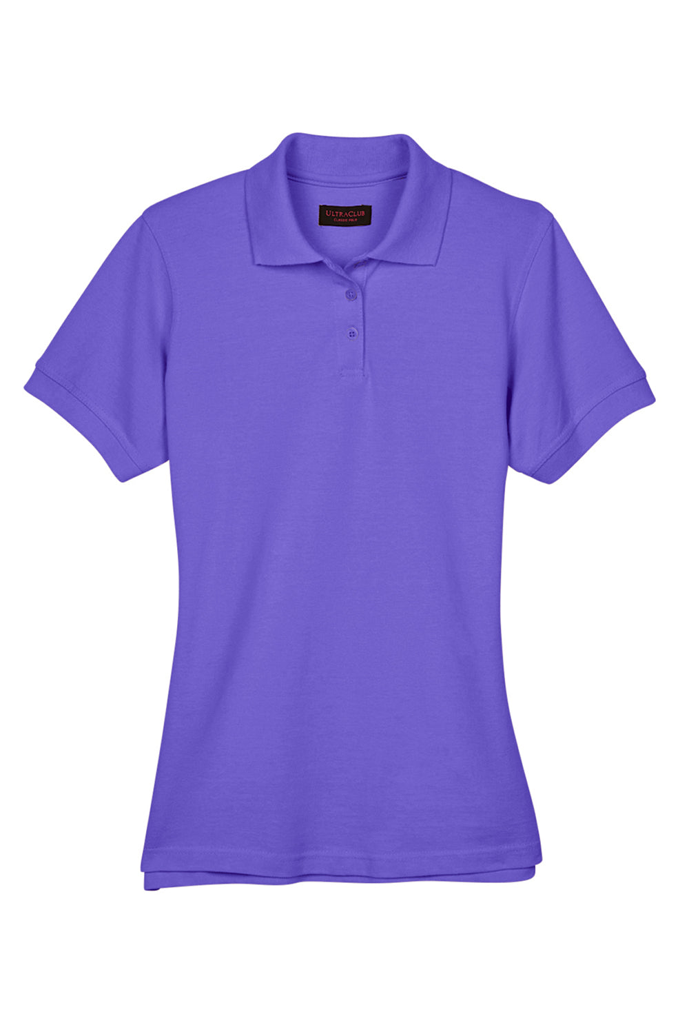 UltraClub 8530 Womens Classic Short Sleeve Polo Shirt Purple Flat Front