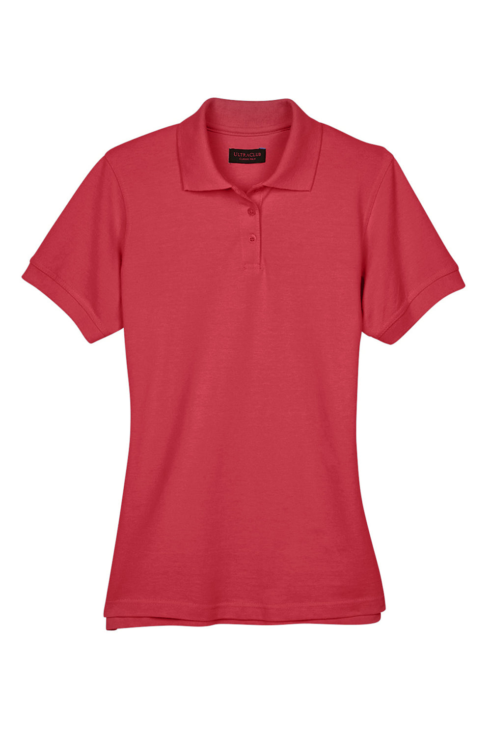 UltraClub 8530 Womens Classic Short Sleeve Polo Shirt Cardinal Red Flat Front