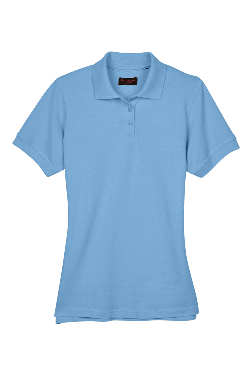 UltraClub 8530 Womens Classic Short Sleeve Polo Shirt Cornflower Blue Flat Front