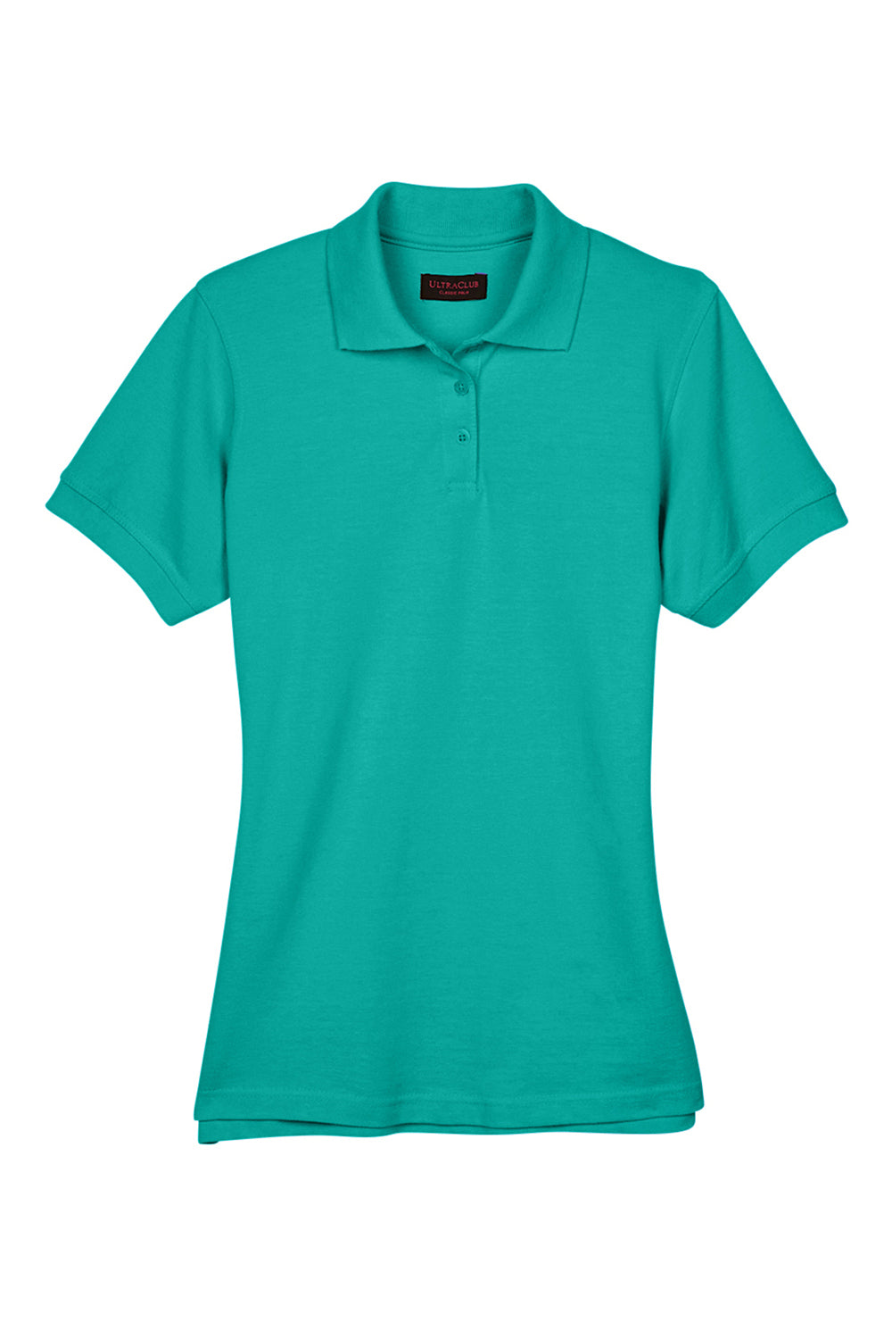 UltraClub 8530 Womens Classic Short Sleeve Polo Shirt Jade Green Flat Front