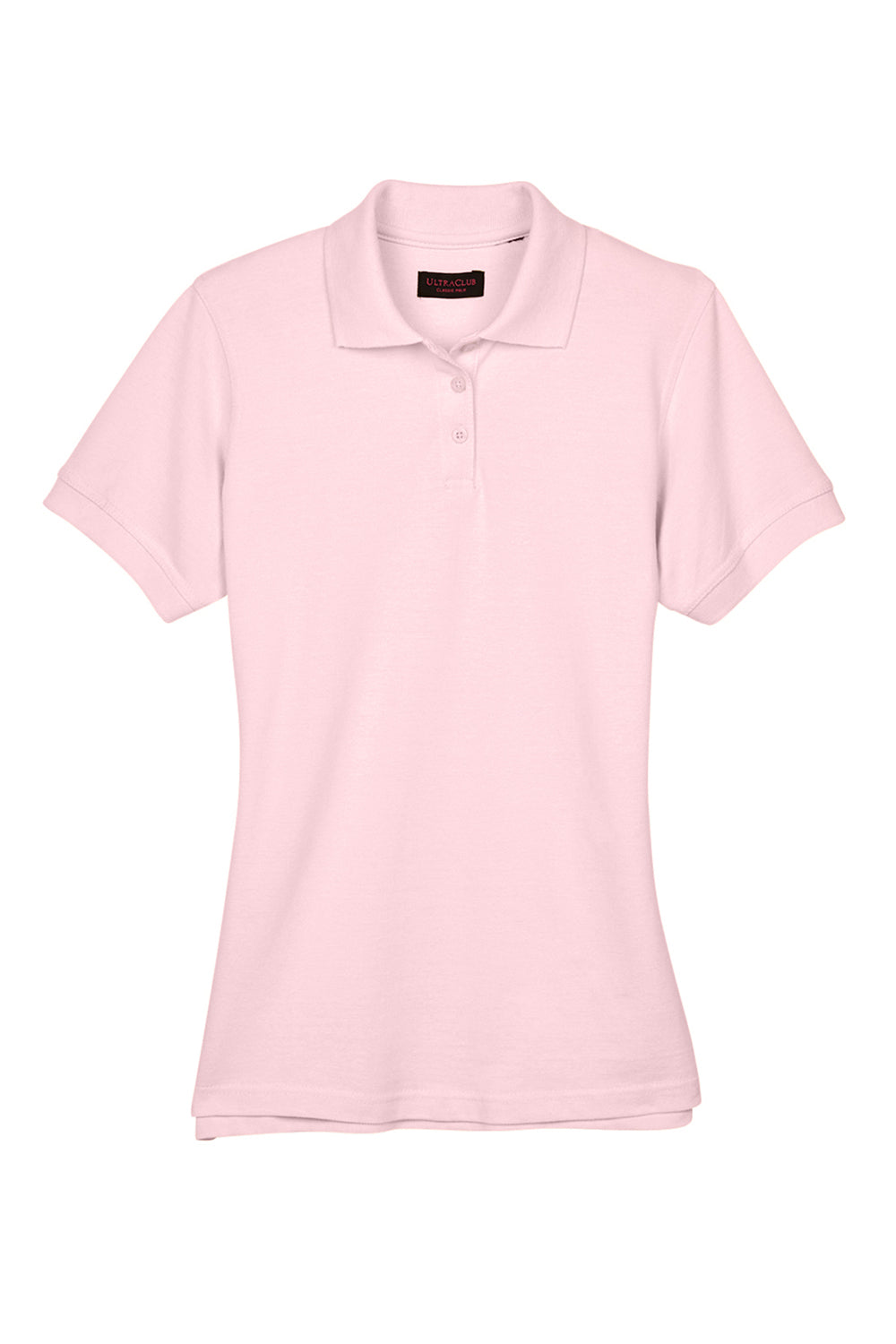 UltraClub 8530 Womens Classic Short Sleeve Polo Shirt Pink Flat Front