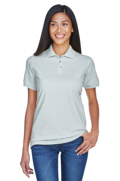 UltraClub 8530 Womens Classic Short Sleeve Polo Shirt Silver Grey Model Front