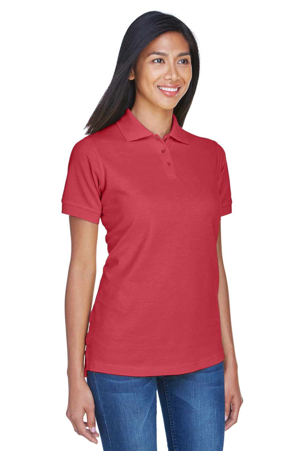 UltraClub 8530 Womens Classic Short Sleeve Polo Shirt Cardinal Red Model 3q