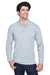 UltraClub 8532 Mens Classic Long Sleeve Polo Shirt Heather Grey Model Front