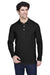 UltraClub 8532 Mens Classic Long Sleeve Polo Shirt Black Model Front