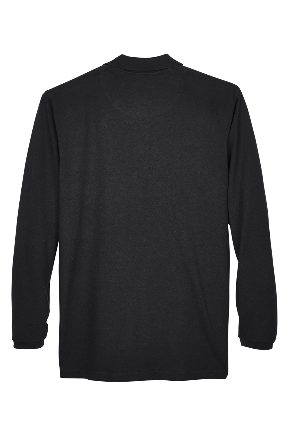 UltraClub 8532 Mens Classic Long Sleeve Polo Shirt Black Flat Back