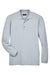 UltraClub 8532 Mens Classic Long Sleeve Polo Shirt Heather Grey Flat Front