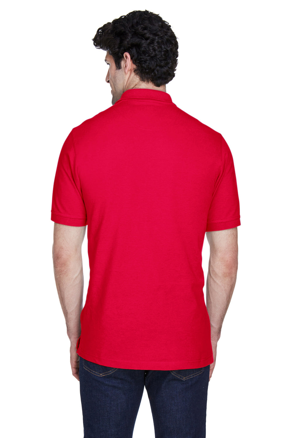 UltraClub 8535/8535T Mens Classic Short Sleeve Polo Shirt Red Model Back