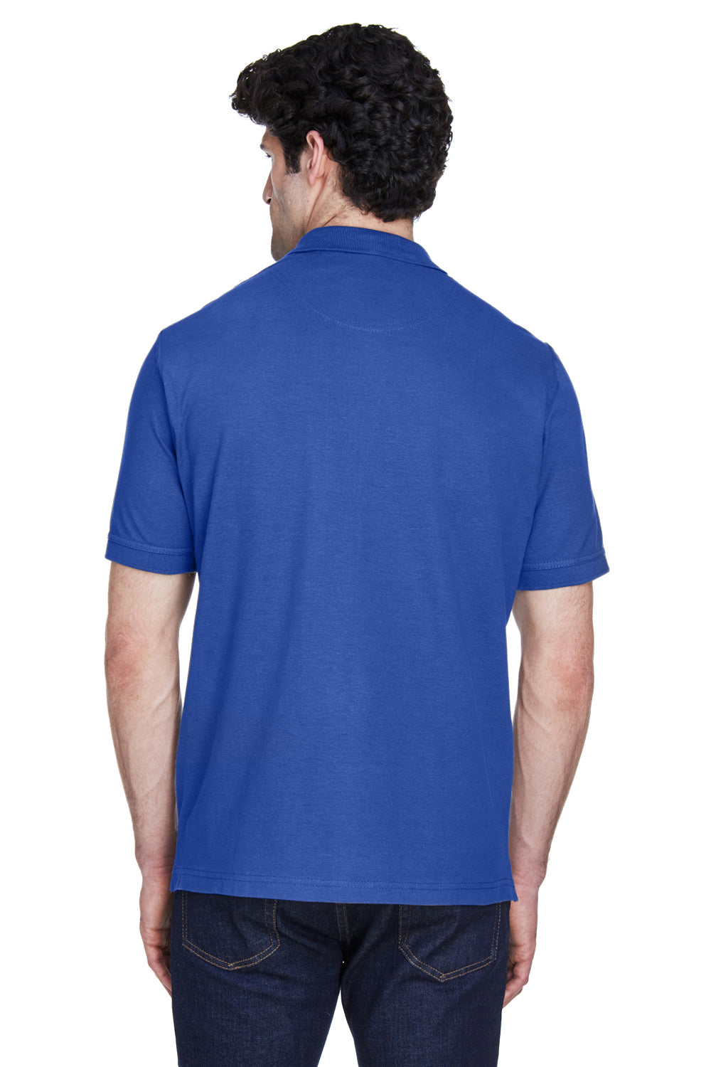 UltraClub 8535/8535T Mens Classic Short Sleeve Polo Shirt Royal Blue Model Back