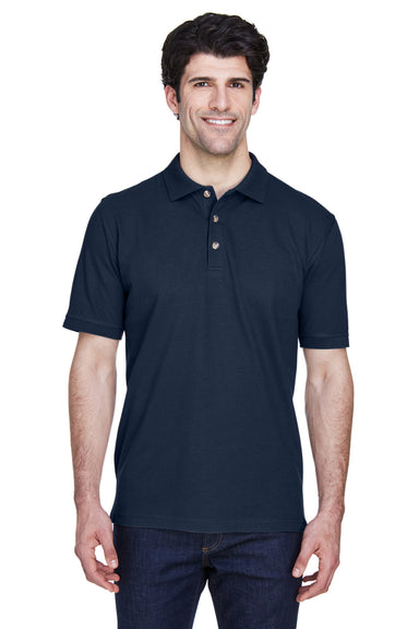 UltraClub 8535/8535T Mens Classic Short Sleeve Polo Shirt Navy Blue Model Front