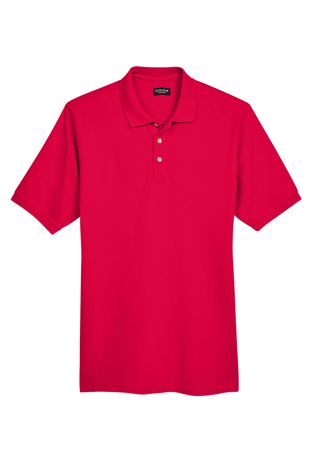 UltraClub 8535/8535T Mens Classic Short Sleeve Polo Shirt Red Flat Front