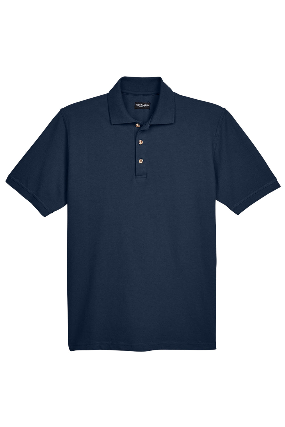 UltraClub 8535/8535T Mens Classic Short Sleeve Polo Shirt Navy Blue Flat Front